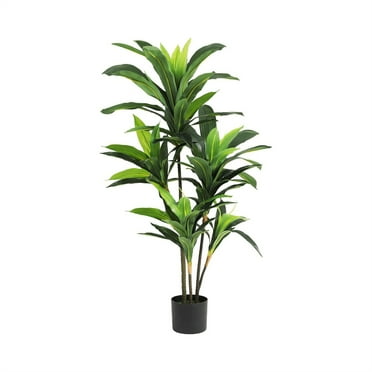 Eastvita Artificial Dracaena Plant Indoor,4ft/5ft Tall Decorative Fake Tree In Pot with Adjustable Branches And Leaves,Artificial Silk Tree