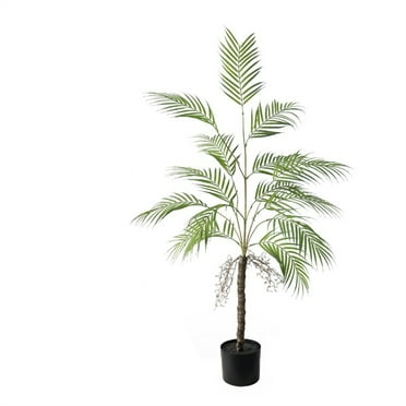 Eastvita Artificial Palm Tree,4ft/5ft Tall Decorative Fake Palm Tree In Pot,Large Fake Palm Tree,Home Indoor Outdoor Corner Decor