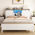 thumbnail image 1 of Eastvita Farmhouse Full Size Bed Frame with Storage, Charging Station, LED Light, Sliding Barn Door, Noise-Free, 1 of 7
