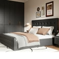 thumbnail image 1 of Eastvita Full/Queen/King Size Bed Frame 78" x 55.1", Upholstered Platform Bed Frame with 4 Storage Drawers, Diamond Stitched Headboard, Sturdy Wood Slats, No Box Spring Needed, 1 of 7