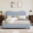 thumbnail image 1 of Eastvita Full Size Upholstered Bed Frame with Headboard, Rounded Corners, Noise-Free, Blue, 1 of 9