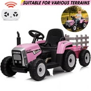Eastvita Kids Battery Powered Electric Tractor Large Manned Toy on Car Toddler Ride on Car Remote Control/ 7-LED Gear Shift/ MP3/USB Port Pink, 35W