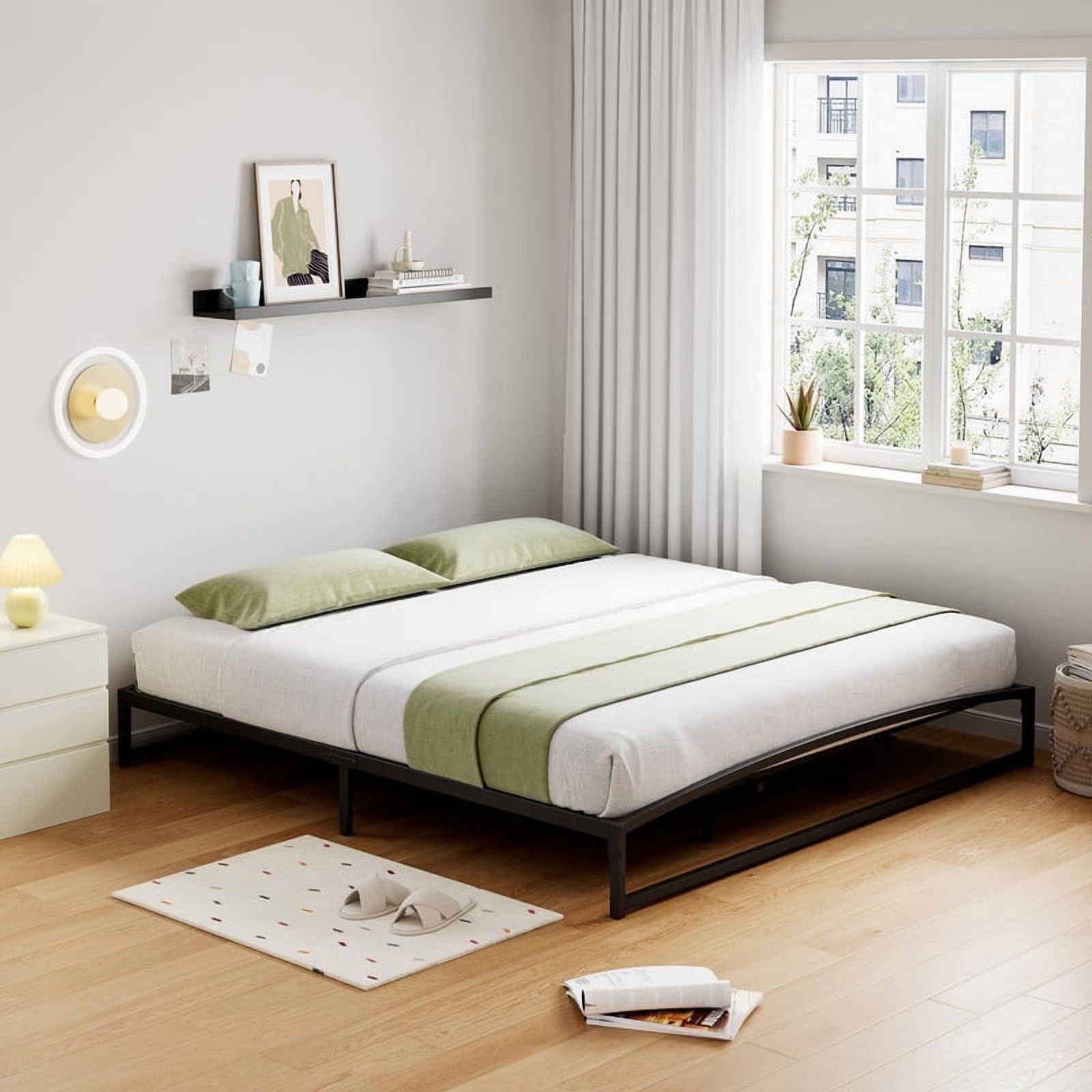 Eastvita King Size 1.10 Inch Heavy Duty Metal Platform Bed Frame - No Box Spring Needed, Noise-Free, Non-Slip, Easy Assembly, Black