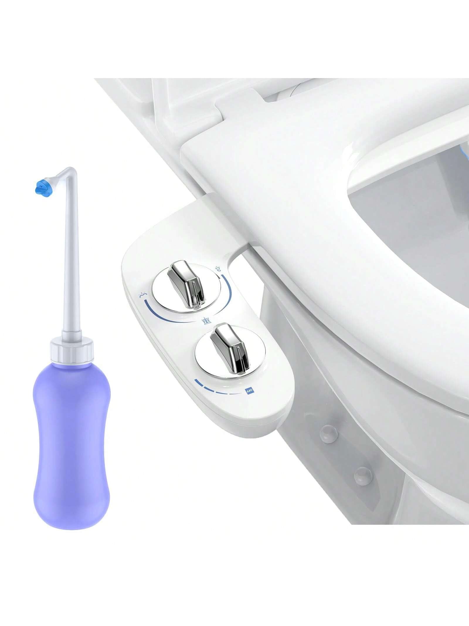 Eastvita Multifunctional Bidet Attachment & Portable Bidet Sprayer for Toilet Non Electric Self Cleaning Dual Nozzle Toilet Bidet Fresh Cold Water Sprayer Bidets for Existing Toilets w/