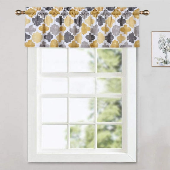 Eastvita Quatrefoil Pattern Valance Curtains For Kitchen Cafe Curtains, Tile Print Bathroom Window Curtains, Multi Color Window Treatment, 56" X 15"