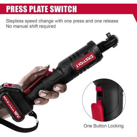 Eastvolt 12V Cordless Electric Ratchet Wrench Set, 3/8 Inch 35ft-lbs Power Wrench Tool Kit, with Fast Charger, 2.0Ah Lithium-Ion Battery, 7-Pieces 3/8 Inch Metric Sockets and 1/4 Adaptor