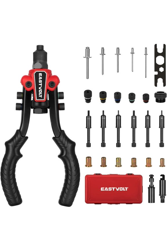 Rivet Nut Tool, 3 in 1 Hand Rivet, Rivet Gun Rivet Nut Tool Reamer 3 in 1 Set, Including 60Pcs Rivet Nuts, 6 Metric & SAE Mandrels and 2 Reaming Mandrels with Carrying Case