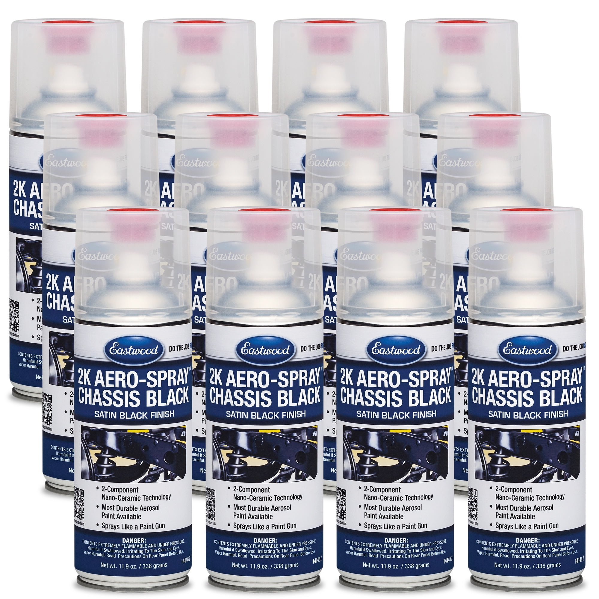 Eastwood 2K AeroSpray Chassis Black Satin Spray Paint 12 Pack