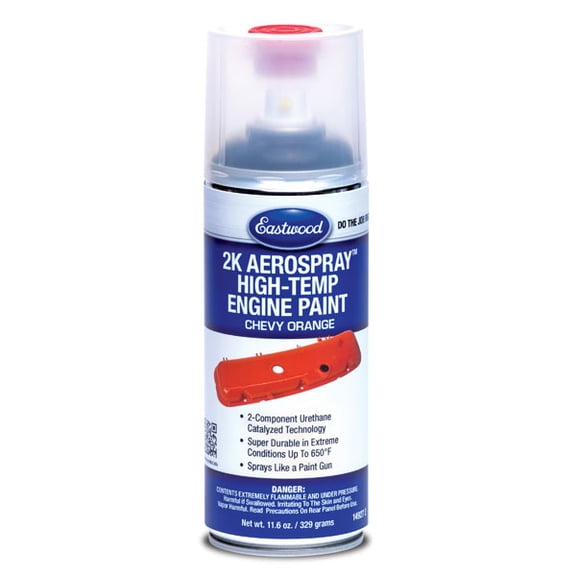 Eastwood 2K AeroSpray High Temp Ceramic Engine Paint Chevy Orange Catalyzed Engine Paint in an Aerosol