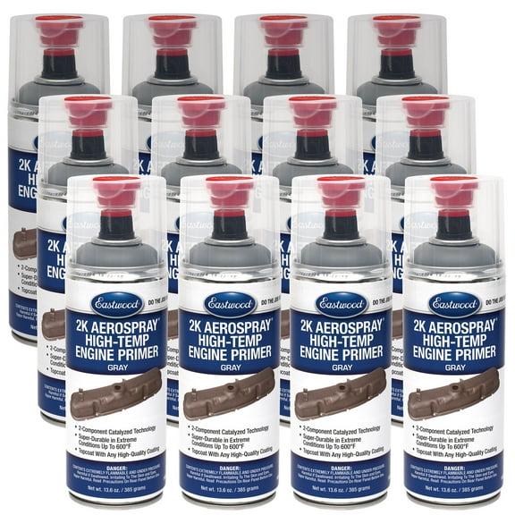 Eastwood 2K Aerospray High Temperature Engine Gray Primer 12 oz Chemical Chip Resistant 12 Pack