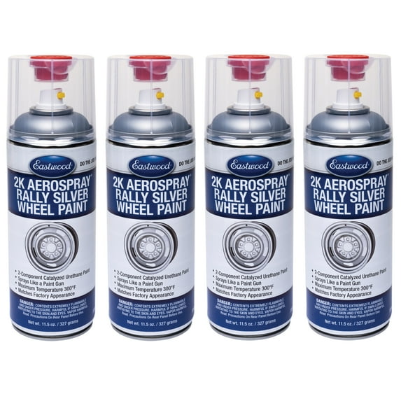 Eastwood 2K Catalyzed Aerospray Durable Finish Rally Wheel Silver Urethane Paint 11.5 oz 4 Pack