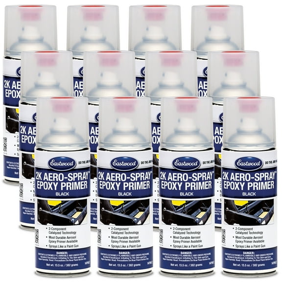 Eastwood 2K Epoxy Black Primer AeroSpray Catalyzed Technology 12 Pack