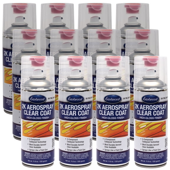 Eastwood 2k AeroSpray High Gloss Clear Coat Spray Paint 12 Pack