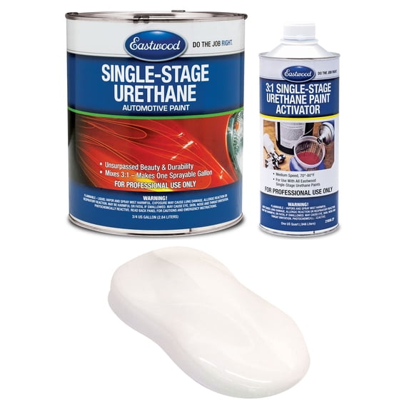Eastwood Pure White Single Stage Urethane Automotive Spray Paint 1 gal Kit with Activator