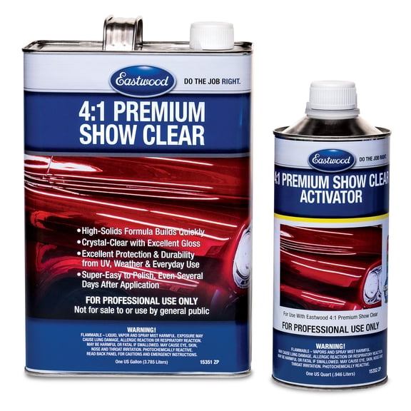 Eastwood 4:1 High Solids Urethane Automotive Spray Paint Premium Show Car Clear with Fast Activator