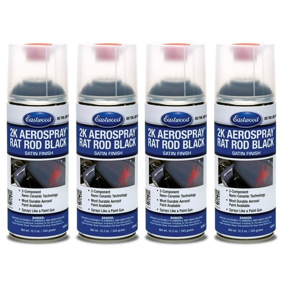 Eastwood 98204Z Satin Black Catalyzed Aerospray Durable Rat Rod Auto Body Paint, Satin, 12.2 oz 4 Pack