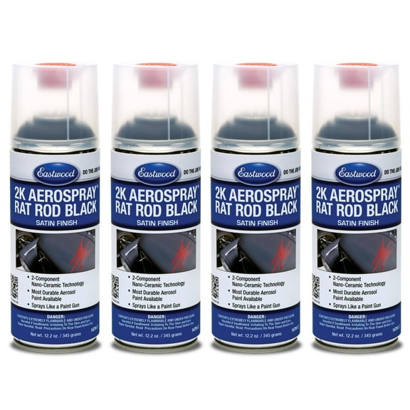 Eastwood 98204Z Satin Black Catalyzed Aerospray Durable Rat Rod Auto Body Paint, Satin, 12.2 oz 4 Pack