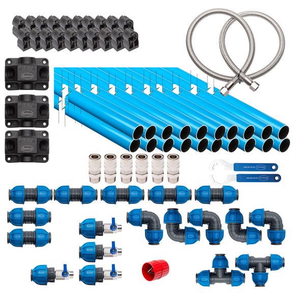 Eastwood Air Compressor Piping APS 40 x 40 Complete 2-Car Garage 6 Drop Air Line Kit
