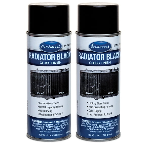 Eastwood Acrylic Air Condenser Radiator Black Gloss Lacquer Spray Paint Aerosol 12 oz 2 Pack