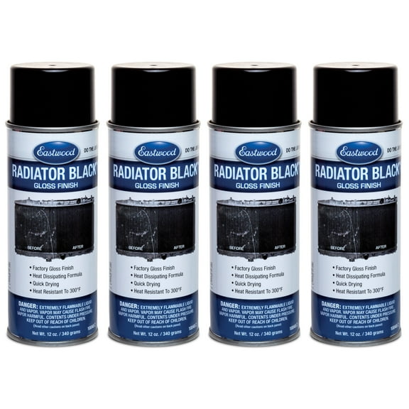 Eastwood Acrylic Air Condenser Radiator Black Gloss Lacquer Spray Paint Aerosol 12 oz 4 Pack