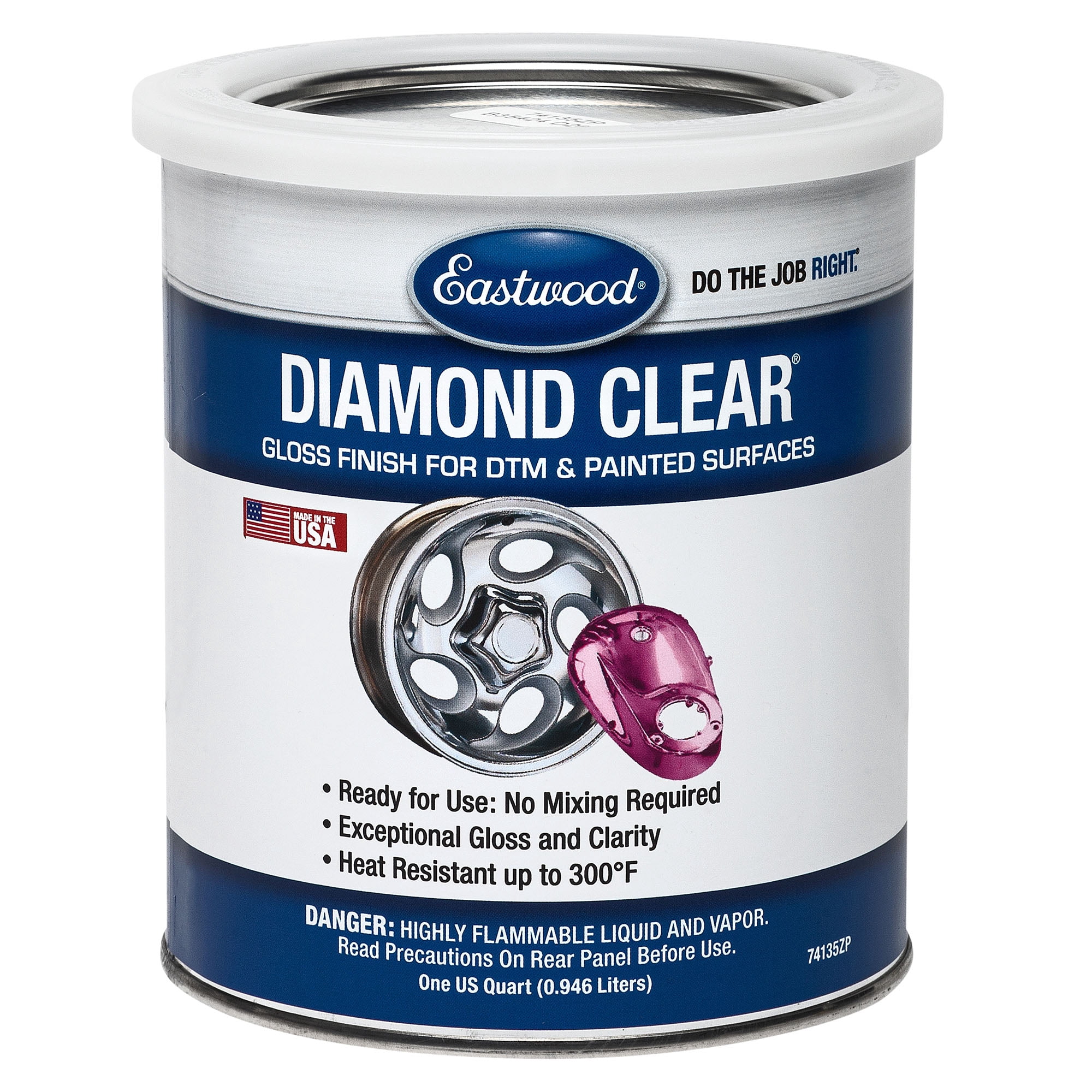 Eastwood Diamond Clear Gloss DTM Direct to Metal and Painted Surfaces Paint Quart