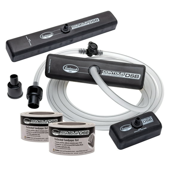 Eastwood Elite Contour DSB Dustless Sanding Block System for Autobody Filler Primer Drywall 3 Sanders and Sandpaper Kit