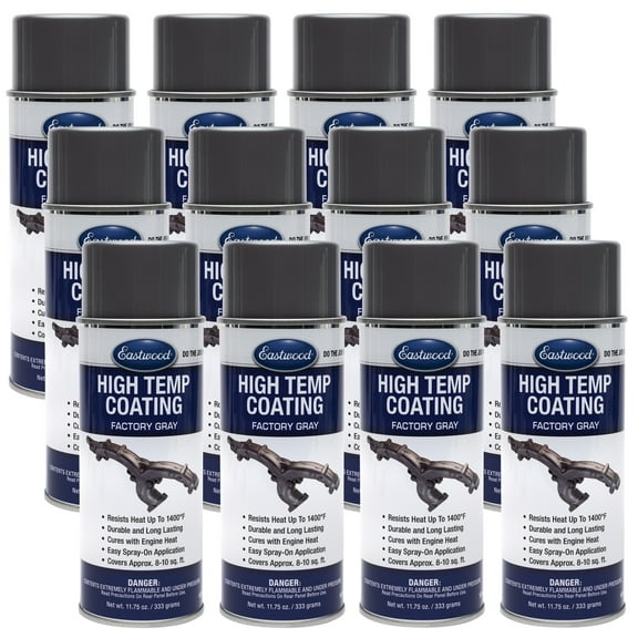 Eastwood High Temperature Factory Gray Exhaust Manifold Coating Paint Aerosol 11.75 oz 12 Pack