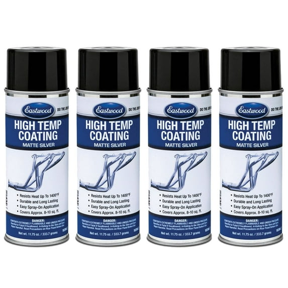 Eastwood High Temperature Resistant Silver Exhaust Manifold Coating Spray Paint Aerosol 11.75 oz 4 Pack