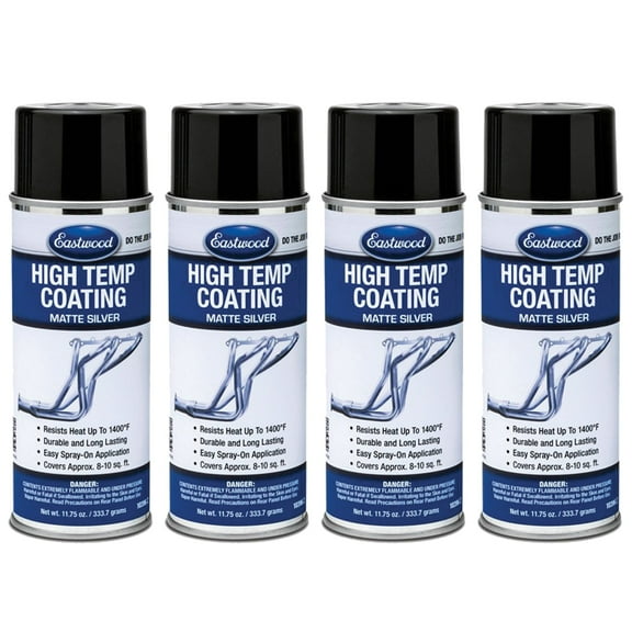 Eastwood High Temperature Resistant Silver Exhaust Manifold Coating Spray Paint Aerosol 11.75 oz 4 Pack