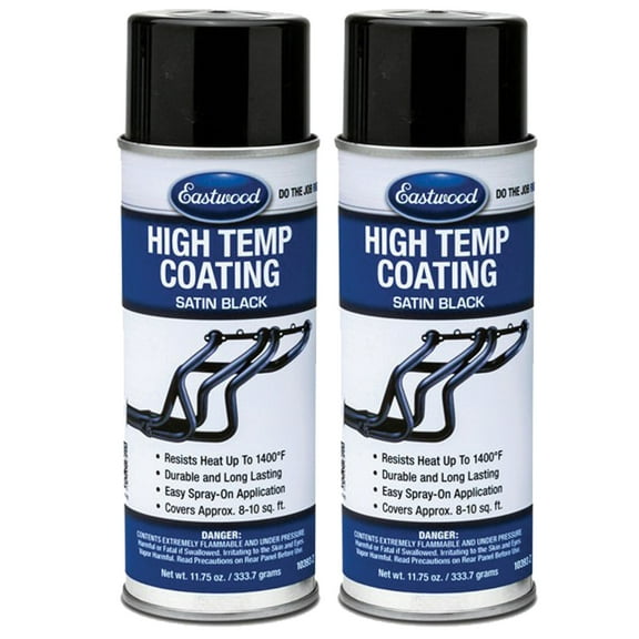 Eastwood High Temperature Satin Black Exhaust Manifold Coating Paint Aerosol 11.75 oz 2 Pack