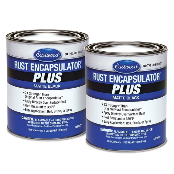 Eastwood Matte Black Rust Encapsulator Plus | Long Lasting Durable Finish 1 Coat Maximum Rust Protection | Heat Resistance up to 350 degrees Fahrenheit | Matte Black Quart | 2 Pack