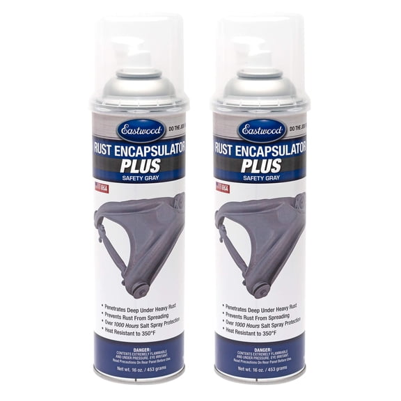 Eastwood Matte Safety Gray Rust Encapsulator Plus | Long Lasting Durable Finish 1 Coat Automotive Maximum Rust Protection | Heat Resistance up to 350 Degrees F | 16 oz. Aerosol | 2 Pack
