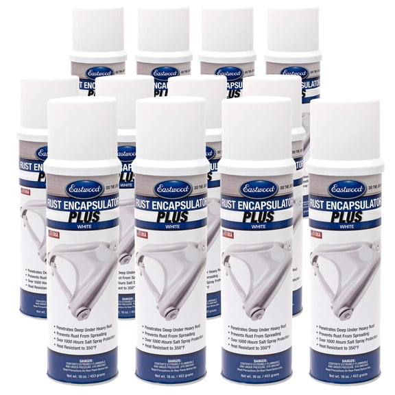 Eastwood Matte White Rust Encapsulator Plus | Long Lasting Durable Finish 1 Coat Automotive Maximum Rust Protection | Heat Resistance up to 350 Degrees F | 16 oz. Aerosol | 12 Pack