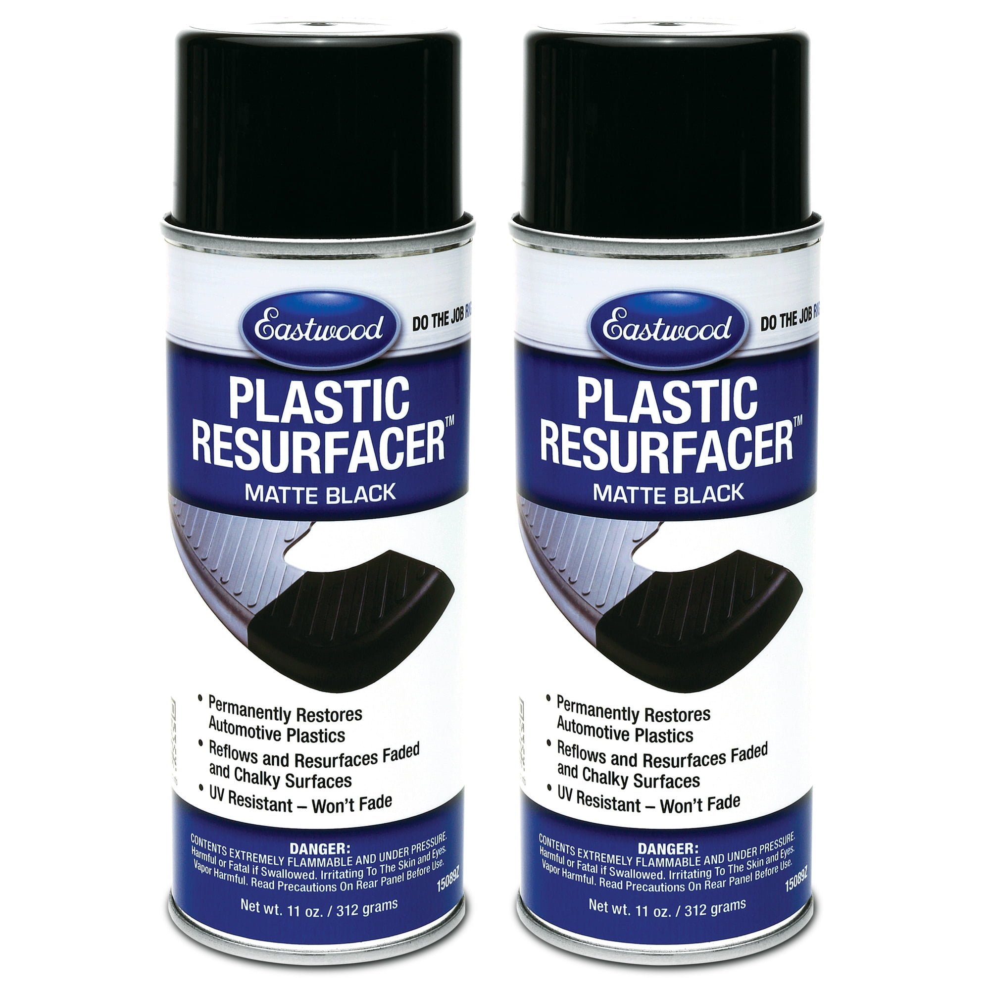 Eastwood Plastic Resurfacer Matte Black Aerosol Spray Paint UV Resistant 11 oz 2 Pack