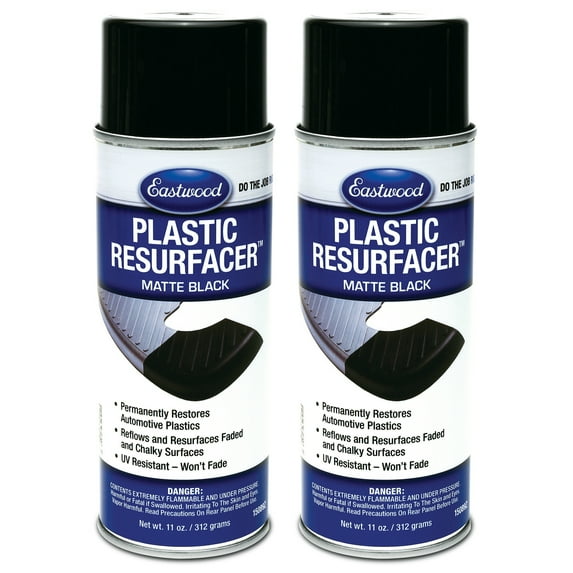 Eastwood Plastic Resurfacer Matte Black Aerosol Spray Paint UV Resistant 11 oz 2 Pack