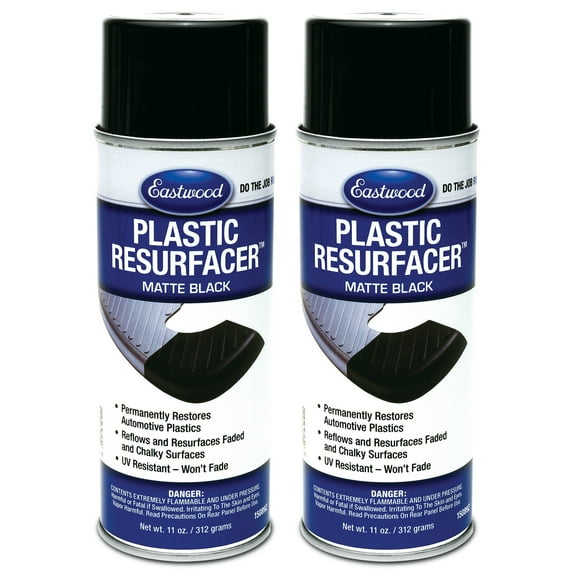Eastwood Plastic Resurfacer Matte Black Aerosol Spray Paint UV Resistant 11 oz 2 Pack