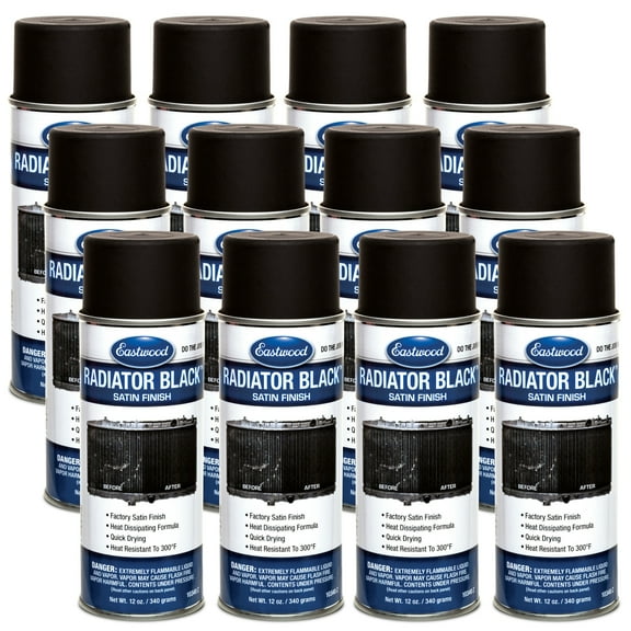 Eastwood Radiator Satin Black Spray Paint for Automotive Radiators 12 oz | 12 Pack