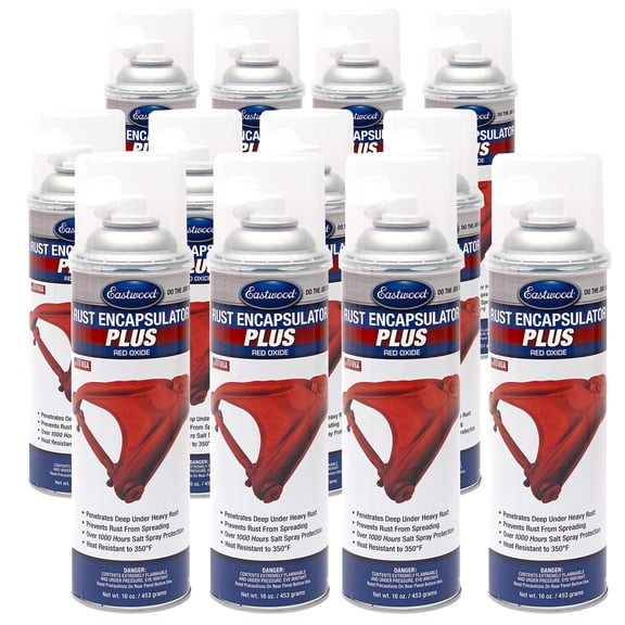 Eastwood Red Oxide Rust Encapsulator Plus | Long Lasting Durable Finish 1 Coat Automotive Maximum Rust Protection | Heat Resistance up to 350 Degrees F | 16 oz. Aerosol | 12 Pack