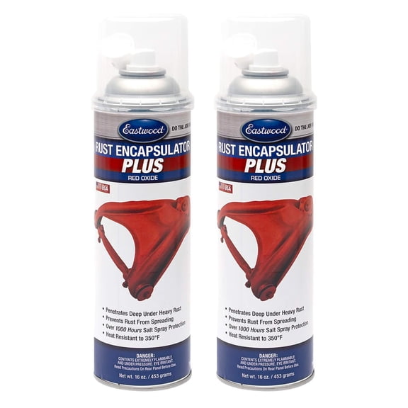 Eastwood Red Oxide Rust Encapsulator Plus | Long Lasting Durable Finish 1 Coat Automotive Maximum Rust Protection | Heat Resistance up to 350 Degrees F | 16 oz. Aerosol | 2 Pack
