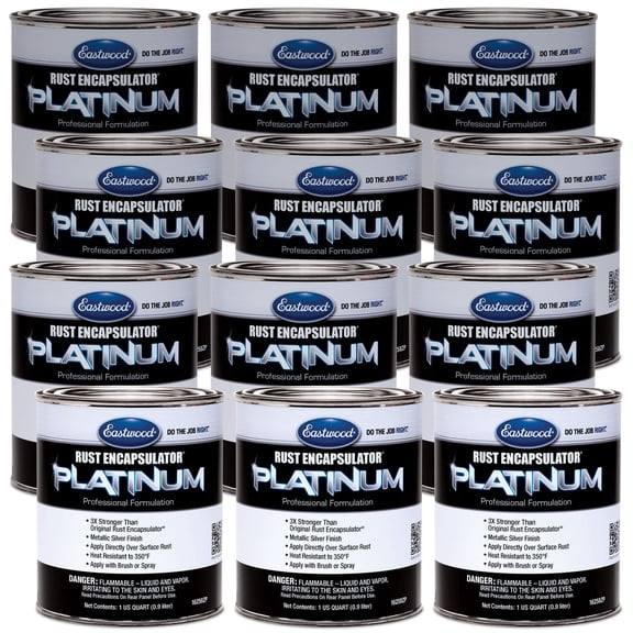 Eastwood Rust Encapsulator Platinum Premium Rust Preventive Coating | Easy Apply High-Tech Formula Automotive Paint to Stop Rust | Silver Quarts | 12 Pack
