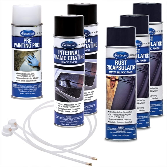 Eastwood Rust Prevention Frame Saver Paint Kit | 3 Rust Encapsulator | 2 Internal Frame Coating | 1 PRE Painting Prep | Aerosols