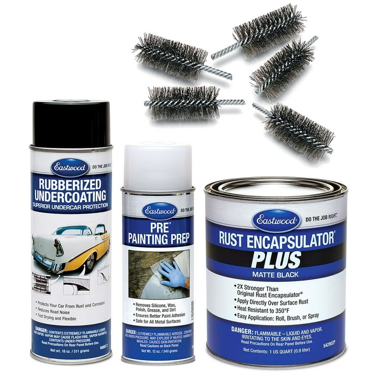 Eastwood Rust Treatment and Protection Kit Clean Metal Encapsulater and Rubberized Undercoating