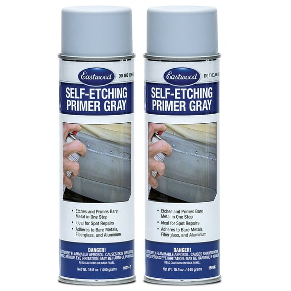 Eastwood Self Etch Primer Aerosol Gray Steel Aluminum Chrome 16 oz Net 2 Pack