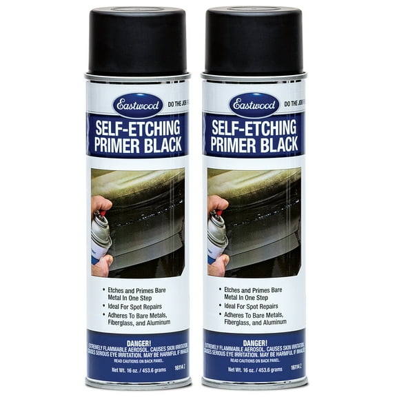 Eastwood Self Etching Black Primer Stainless Steel Aluminum Chrome Aerosol 16 oz 2 Pack