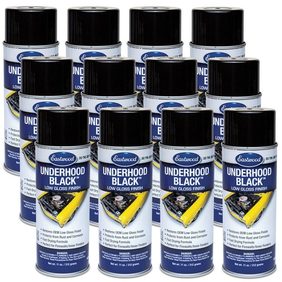 Eastwood Underhood Acrylic Black Semi Gloss Spray Paint 11oz 12 Pack