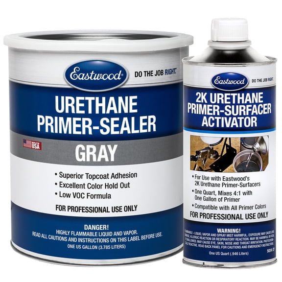 Eastwood Urethane Automotive Spray Paint Primer Sealer and Activator Kit | Gray