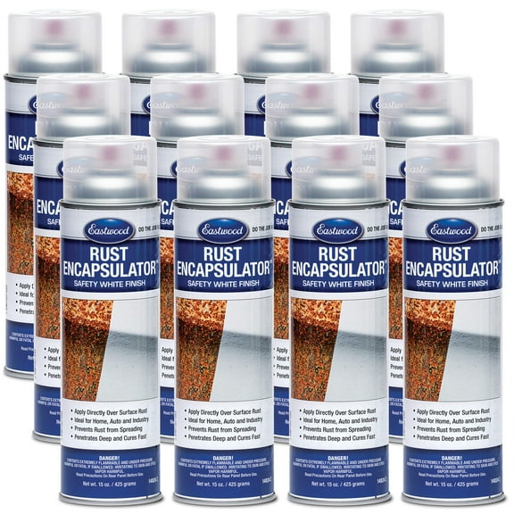 Eastwood White Rust Encapsulator 15 oz Aerosol Prevents Rust Corrosion Epoxy Fortified Low VOC Formula 12 Pack