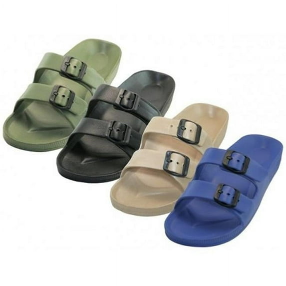 Easy 2366682 Double Straps Slides for Mens, 4 Colors - Size 7-12 - Case of 36