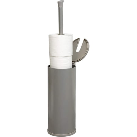 Easy Access Brushed Nickel Toilet Paper Holder, Rustproof, Holds 3 Rolls, Toilet Paper Storage with Lid and Easy Grip Handle, Bath Tissue Holder with Lid, Brushed Nickel