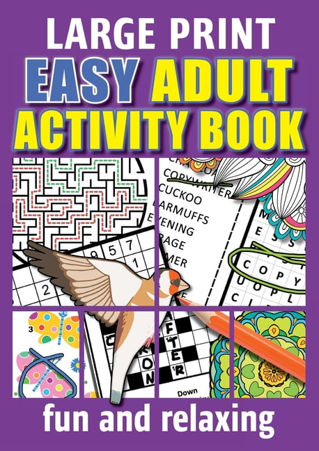 Easy Adult Activity Book : Fun And Relaxing. Large Print, Jumbo Puzzles ...